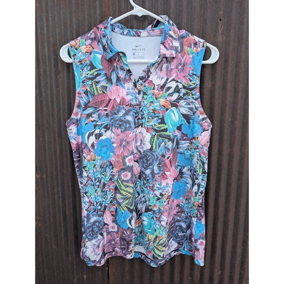 Nike Tops - Nike Golf Dri-FIT Sleeveless Polo Shirt Women Medium Floral Athleisure Tropical